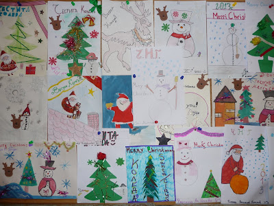 Коледни картички, създадени от учениците от 5 - 9 клас на 85 СОУ "Отец Паисий"