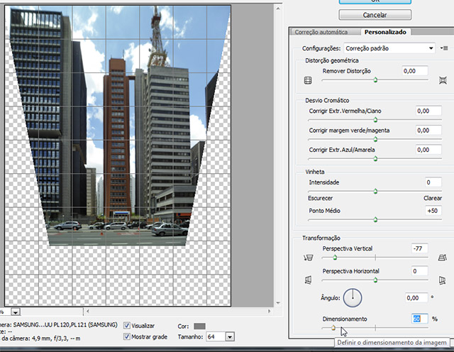Ajustando o dimensionamento da imagem após a correção de perspectiva Ajustando o dimensionamento da imagem após a correção de perspectiva