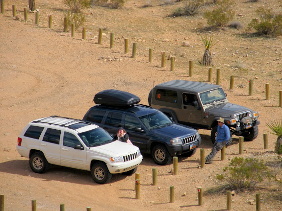 Traci and Eric at the parked Jeeps