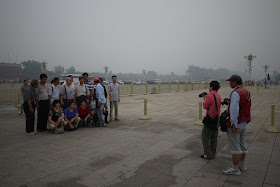 group having their photograph taken at Tiananmen Square
