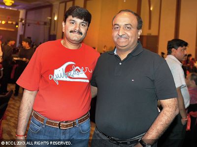 Abhay Bafna and Sunil Munot get snapped during the birthday celebration of Bhandari family, held in Pune.