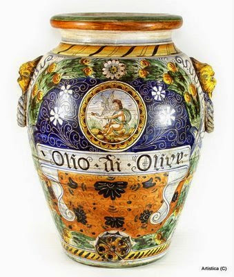  MAJOLICA: Montelupo classic large orcio ''Olio di OLIVE'' [OLIVE Oil] [#139-MAJ]