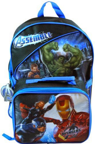  Marvel AVENGERS Movie Iron Man Captain America Hero Large Backpack Bag Tote and Small Lunch Bag Lunchbox