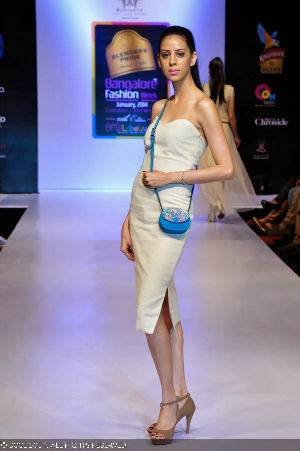 A model walks the ramp in a Prabhat Kumar creation during Blenders Pride Bangalore Fashion Week.<br /> 