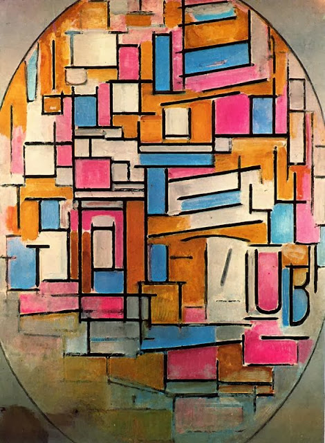 Piet Mondrian - Composition with Oval in Color Planes II, 1914