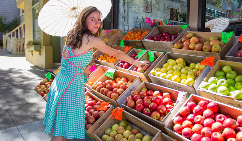 Shelley Seersucker produce shopping