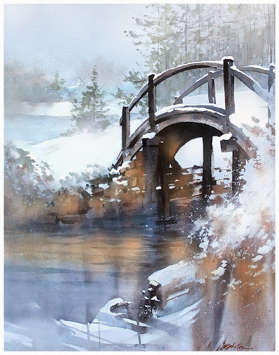 Winter Bridge – Ohio. Artist Thomas Schaller  