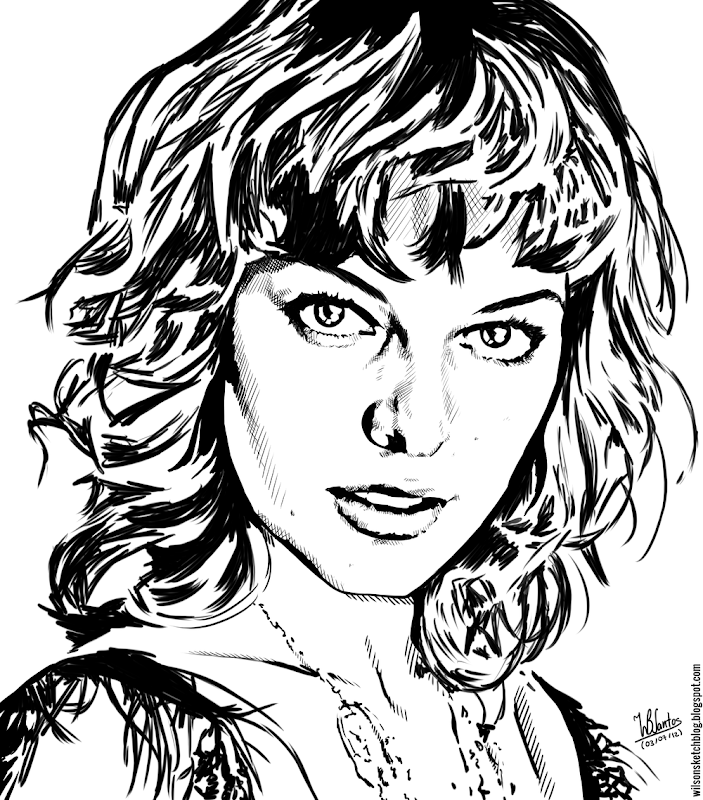 Ink drawing of Milla Jovovich, using Krita 2.4. Ink drawing of Milla Jovovich, using Krita 2.4.