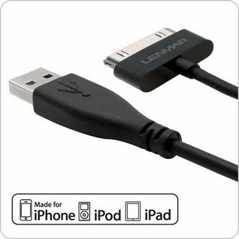 Extra Long 6 Foot (6ft) iPhone / iPod / iPad USB Charge and Sync Cable - Black