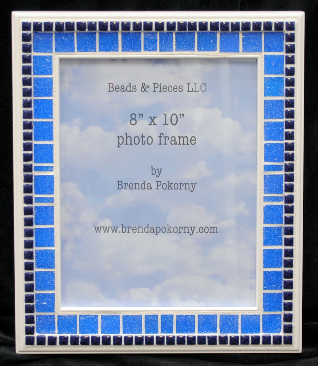 Two Shades of Blue on White 8" x 10" Mosaic Photo Frame MOF1429