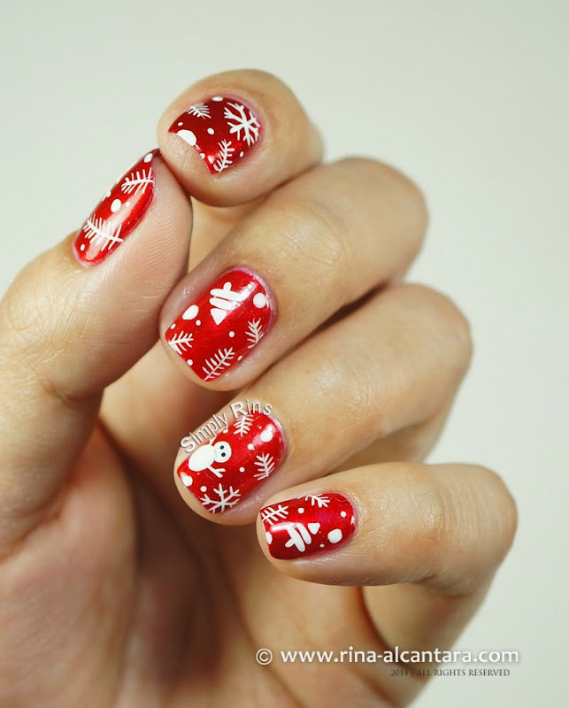 Christmas Wrapper Nail Art by Simply Rins