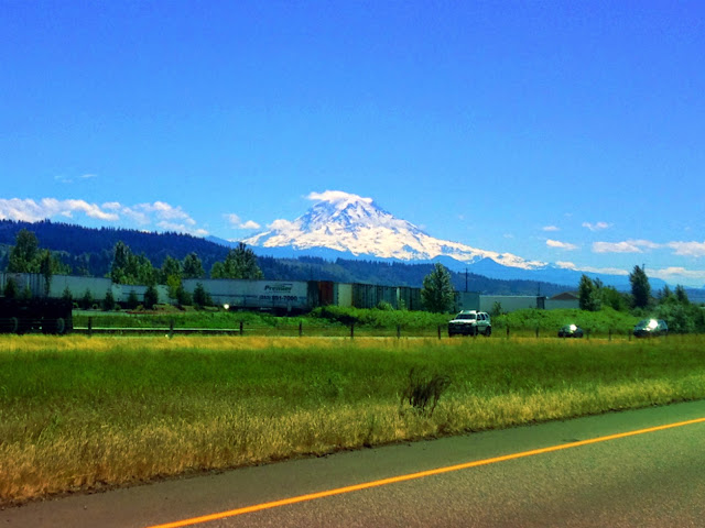 Mt Rainier... cropped with a little rainbow from iPiccy.