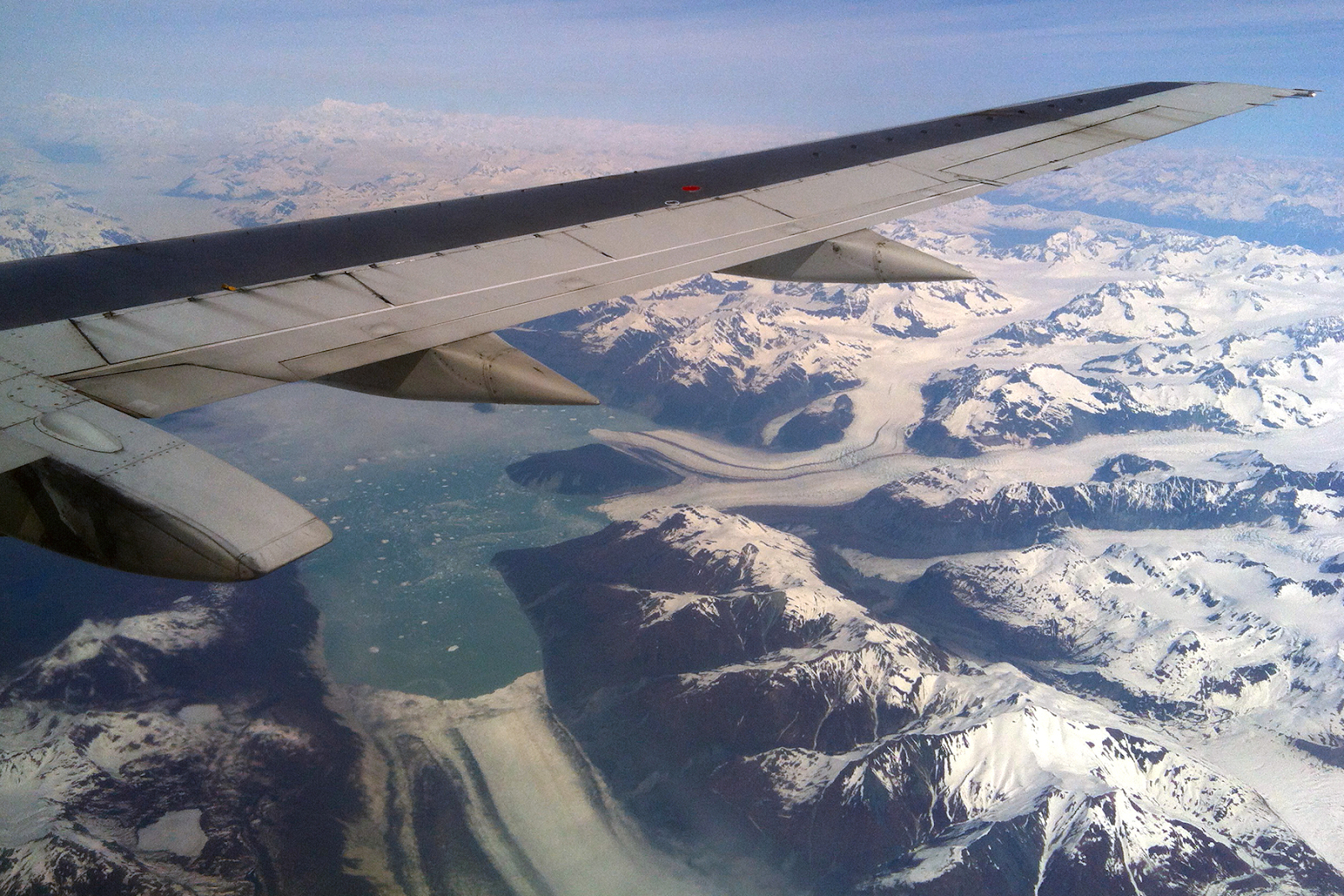 Flying over glaciers in Alaska