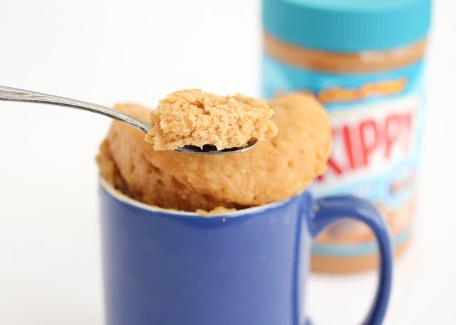photo of a spoonful of Peanut Butter Mug cake