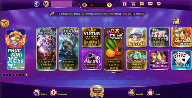 Giao diện cổng game zo777