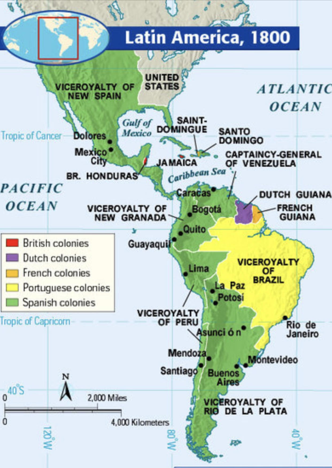 83 Latin American Revolution Map 1800 Ms Saghirs World History Class