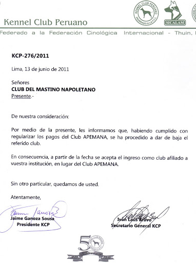 CARTA DEL KENNEL CLUB PERUANO: BAJA DE APEMANA & ALTA DEL CMNP. Club_Mastino_Napoletano%25255B1%25255D