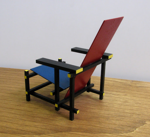 Gerrit RIETVELD Red Blue Chair 1 6 Miniature Furniture Model Modern Art Design