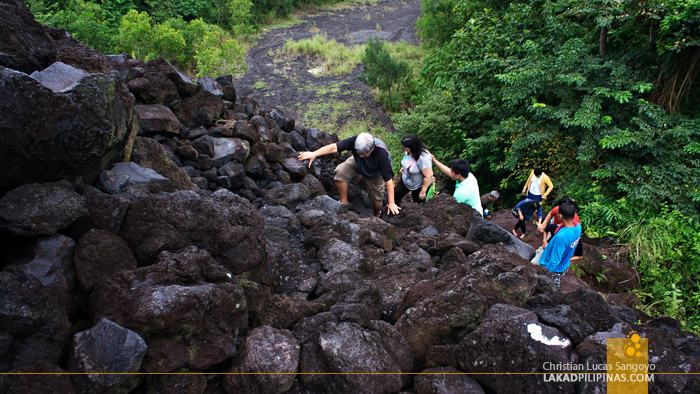 Climbing to the Lava Wall at Mayon's Lava Trail