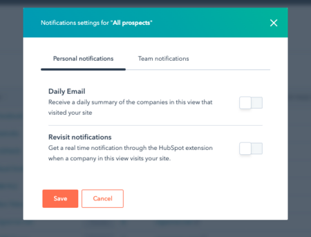 Subscribe to alerts in the HubSpot Prospects Tool