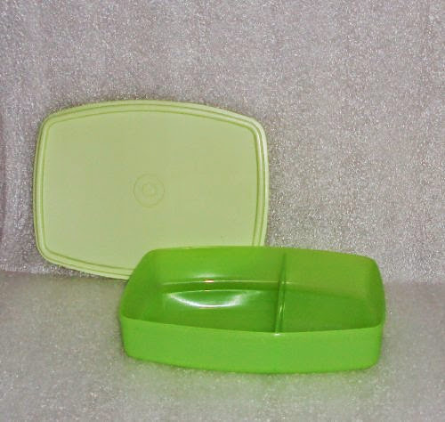  Tupperware Packette Divided Lunch Box Container Sheer Green