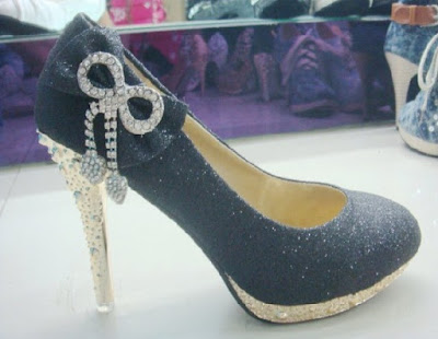 black high heels with sparkles