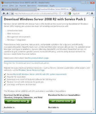 CD o ficheros de instalación de Microsoft Windows Server 2008 Standard x64 