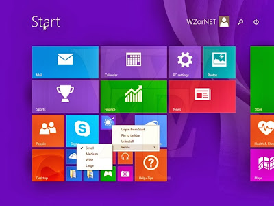 Windows 8.1 - Update 1 - Menu contextual en la pantalla de inicio