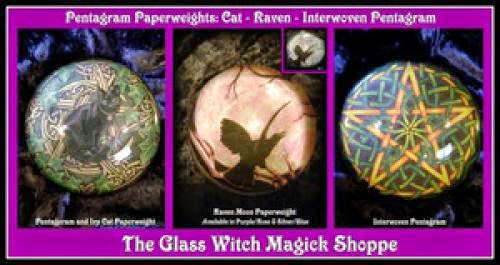 Beautiful Witch Made Pentagram Paperweight Celtic Cat Raven Interwoven Pentagram 15 00