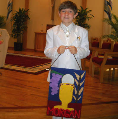 Showing off First Communion Banner