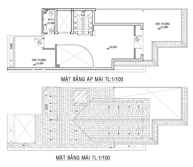 Mặt bằng áp mái và mái