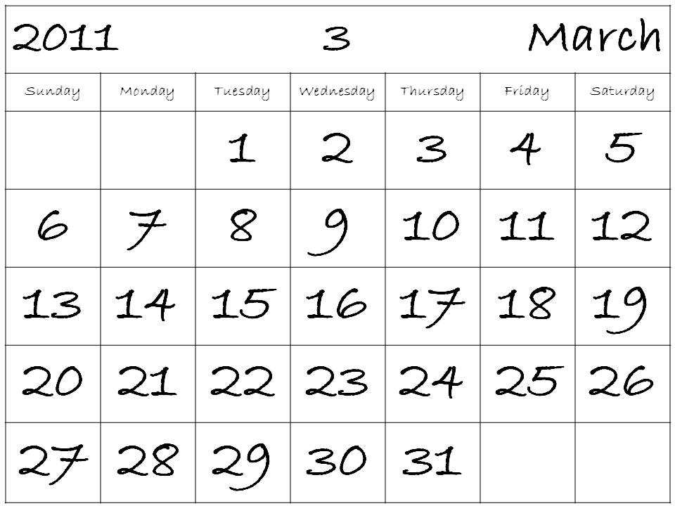 2011 calendar template march. calendar 2011 template march.