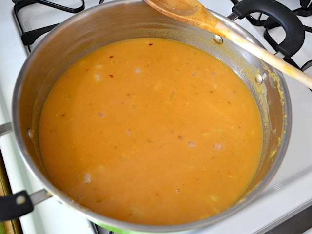 stir soup and heat through