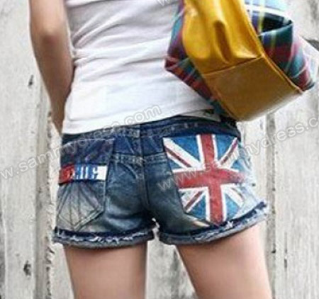 Inspiração Union Flag (bandeira do Reino Unido) - short jeans