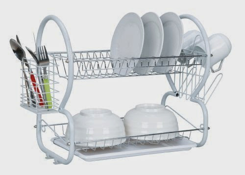  Home Basics 2-Tier Dish Drainer, White