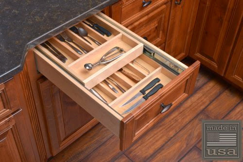  Century Components DTIER17PF-FF Wood Silverware Tray Cabinet Drawer Organizer - Double Tier 17