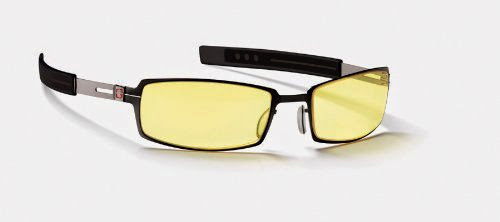  Gunnar Optiks PPK-03001 PPK Full Rim Advanced Video Gaming Glasses with Headset Compatibility and Amber Lens Tint, Onyx/Mercury Frame Finish