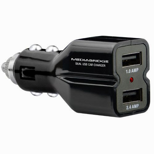  Mediabridge Dual USB Car Charger - High Output 1.0A USB Port for iPhone and 2.4A USB Port for iPad