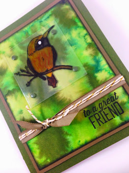 Linda Vich Creates: A Happy Thing. The delightful bird from Stampin' Up's, A Happy Thing stamp set, perches on a branch amidst an organic watercolor background.