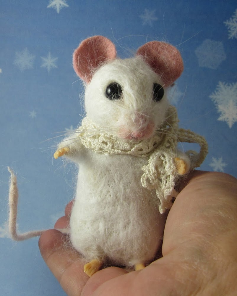  Christmas Winter White Mouse Vanilla by Artist Robin J Andreae