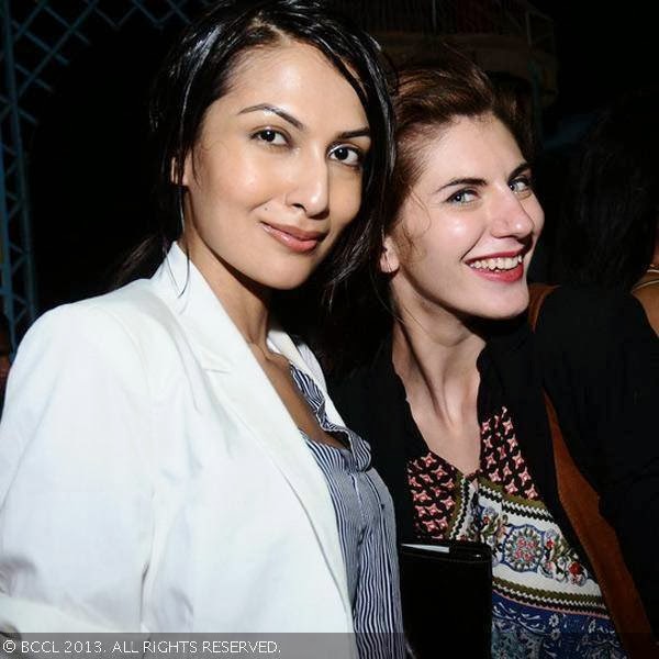 Sanea Sheikh and Olga during the opening party of Wills Lifestyle India Fashion Week (WIFW) Spring/Summer 2014, held at Olive, Mehrauli, New Delhi, on October 09, 2013.