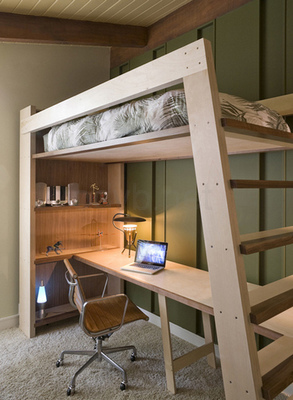 Fit Your Bedroom Space And Budget From These 12 Types Of Bed - A loft bed is a bunk bed that has only the top bunk, creating an open space  underneath that can be occupied by a chest, drawers, or even a work area.