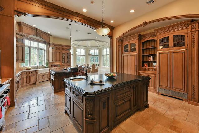 Large kitchen with two countertops