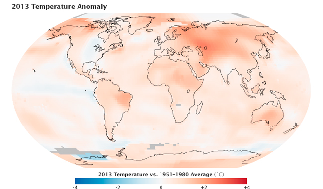 Informe climático de la Tierra. Año 2013 el cuarto más cálido desde 1880