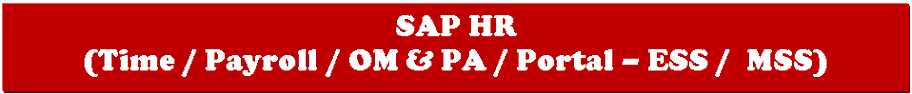 Text Box: SAP HR(Time / Payroll / OM & PA / Portal – ESS /  MSS)