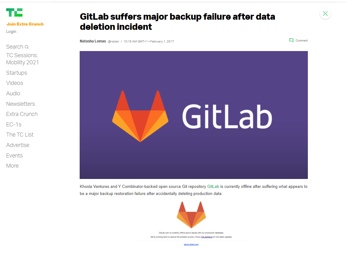 GitLab Outages 2017