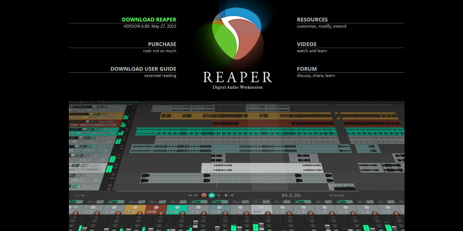 Reaper Home Page view