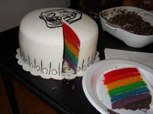 Rainbow Troll Cake