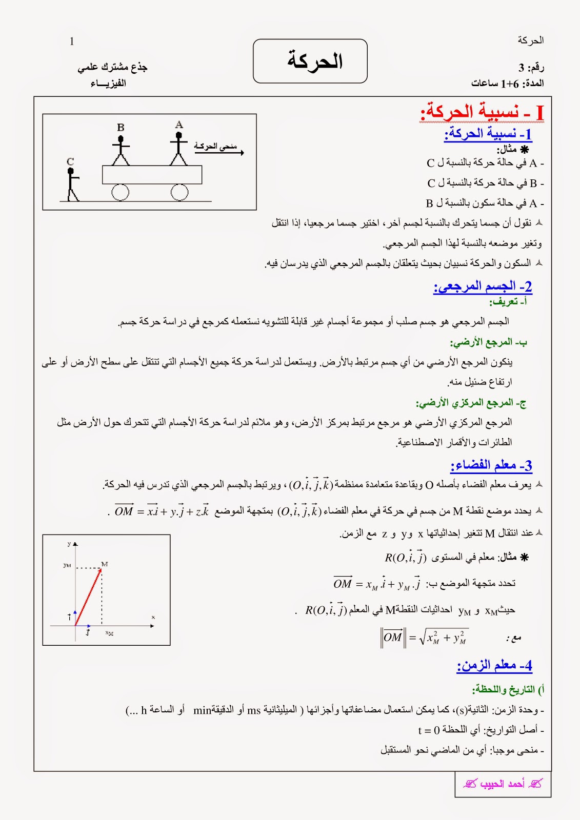 الحركة موقع ع الفيزيائية أحمد الحبيب