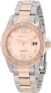  Invicta Women's 12853 Pro Diver Rose Gold Dial Two Tone Watch with Crystal Accents